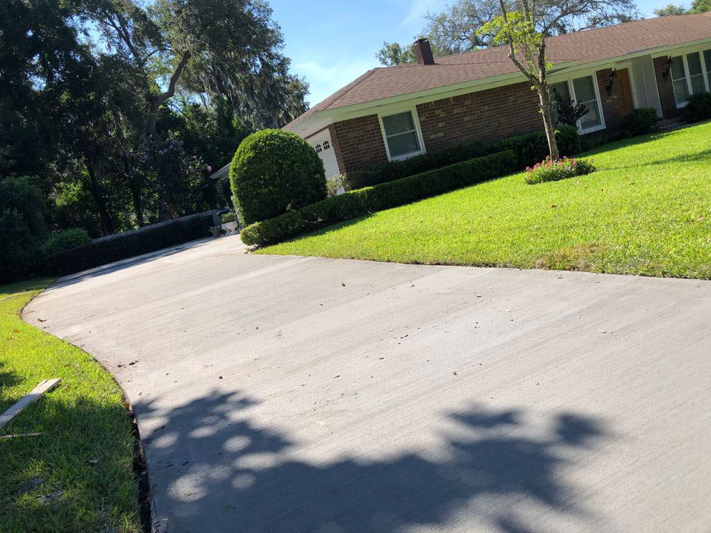New residential concrete driveway